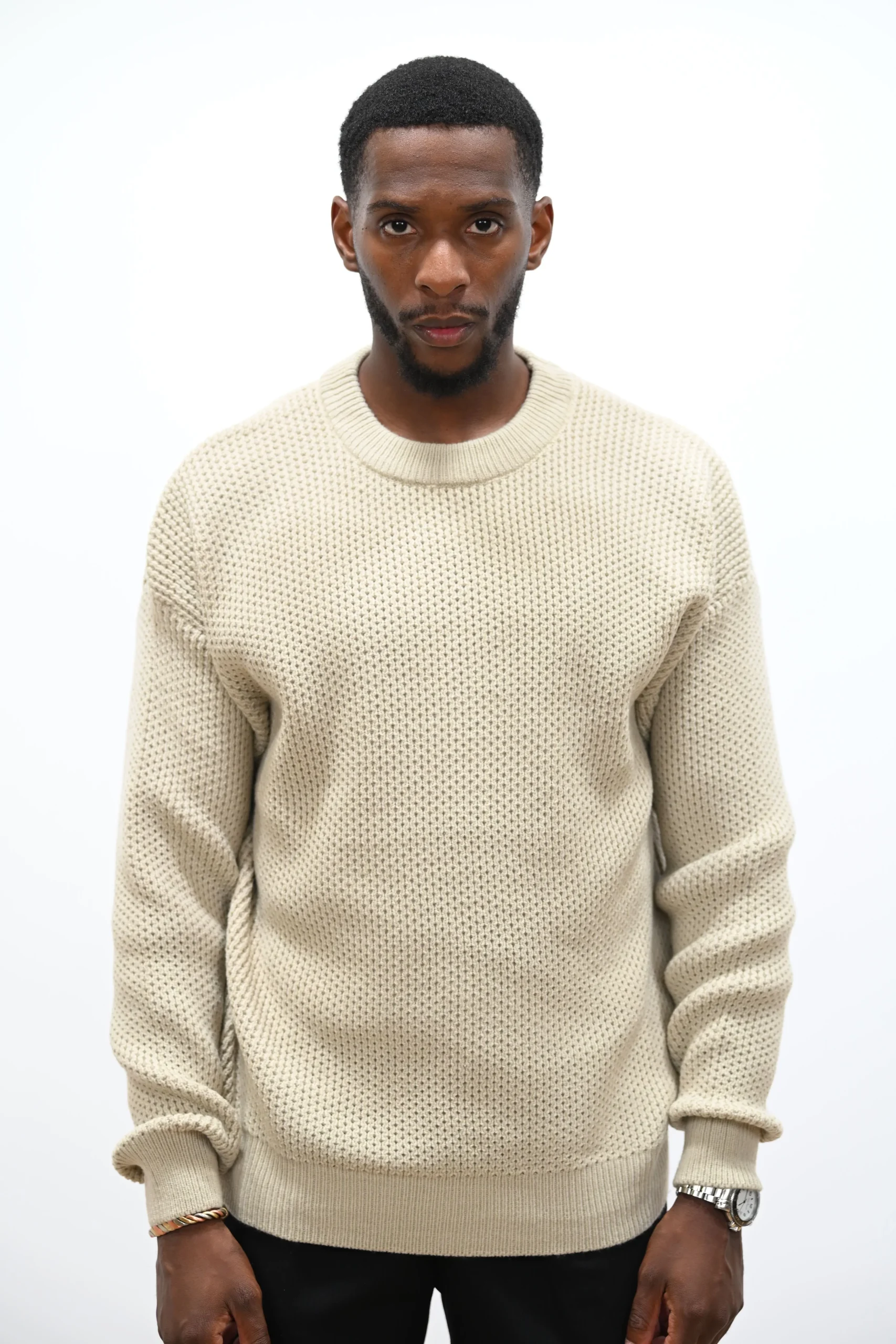 Pull Col Rond Beige