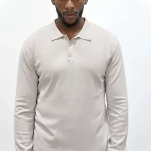 Pull Col Polo Beige