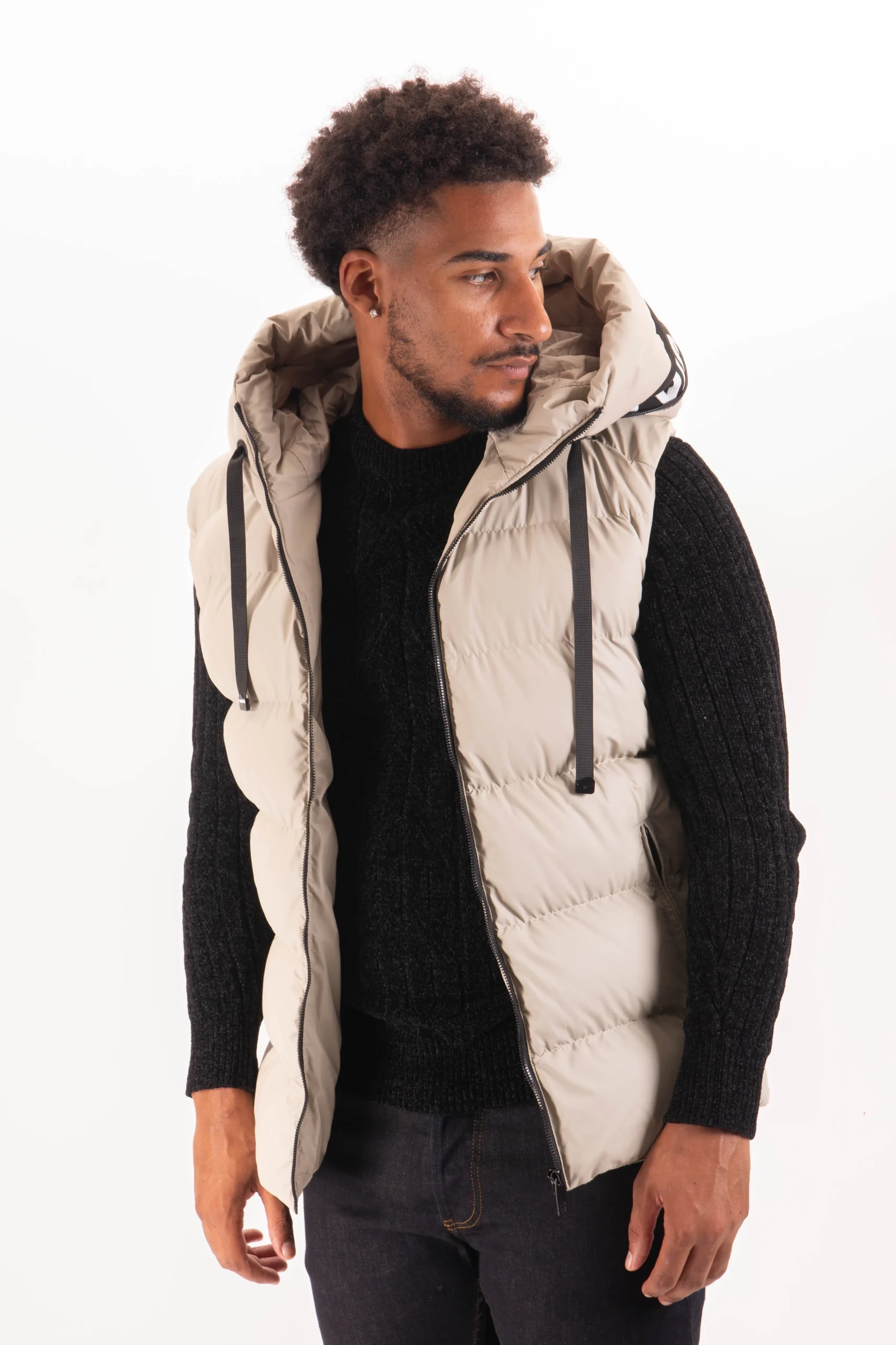 Doudoune Sans Manches Homme Beige – Image 2