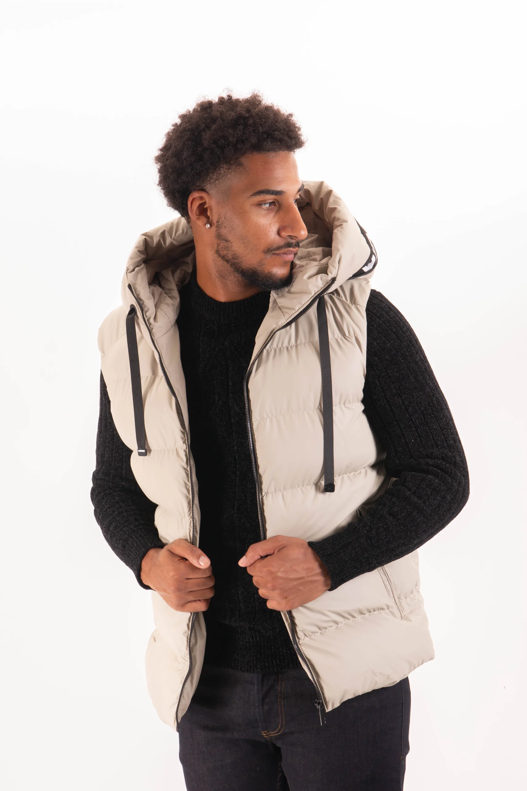 Doudoune Sans Manches Homme Beige