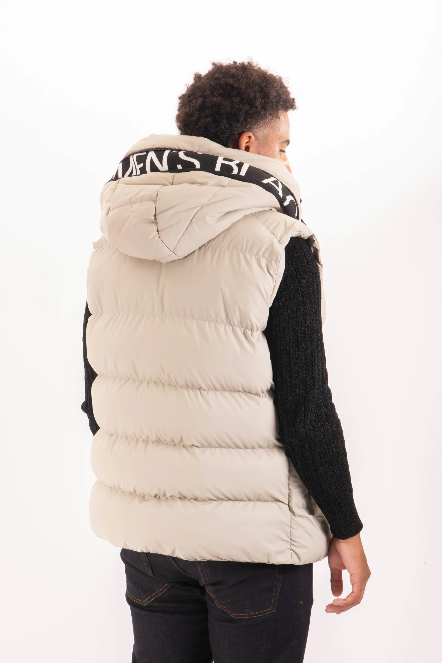 Doudoune Sans Manches Homme Beige – Image 3
