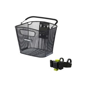Panier Vélo Avant BASIL Bold amovible avec fixation sur guidon KlickFix Noir acier nid d'abeille