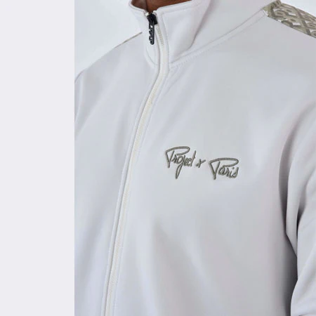 Veste zipper à bande imprimé - Greige – Image 2