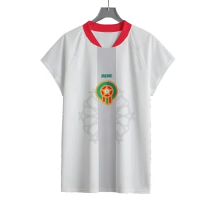 Maillot Maroc Foot Blanc à manches courtes